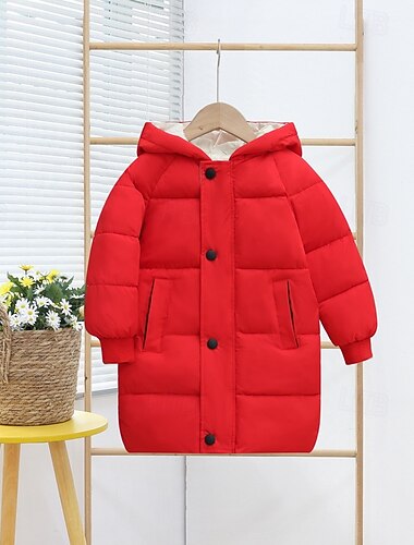  Barn Jente Dun Helfarge Mote Lomme Skole Frakk Yttertøy 4 år + Høst Svart Rød Blå