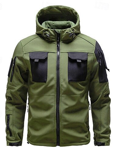  Herren Soft Shell Jacke Wanderjacke Winter Draussen Farbblock Windundurchlässig Wasserdicht Windbreaker-Jacke Reisen Schwarz Armeegrün Grau