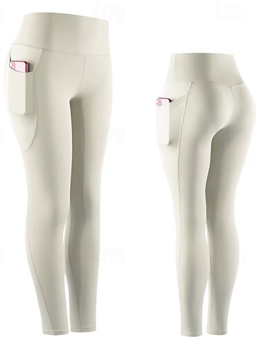  Dam Yogabyxor Yoga leggings Sidfickor Magkontroll Rumplyft Hög midja Yoga Gymträning Pilates Trikåer Svart ljusgrön Ljuslila Elastan Höst sporter Sportkläder Elastisk Mager