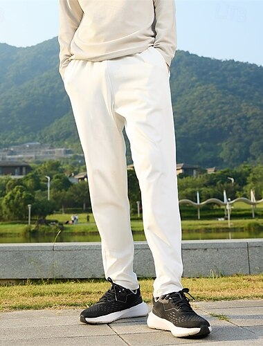  男性用 スウェットパンツ ランニングパンツ トラックパンツ ポケット 弾性ウエストバンド パンツ アウトドア スポーツ 屋内 秋 高通気性 速乾性 ソフト マラソン ランニング いい結果になる テイラーフィット スポーツウェア アクティブウェア ソリッド ブラック ホワイト
