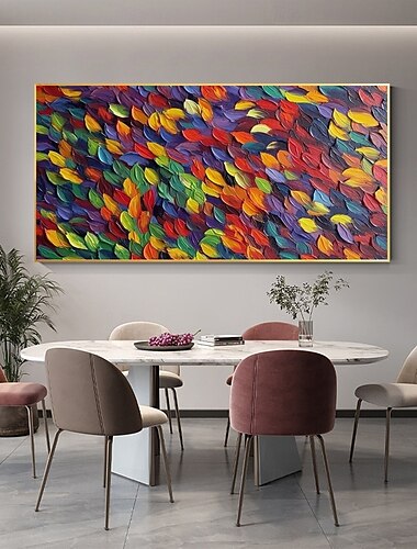  handgemachtes farbenfrohes modernes Ölgemälde auf Leinwand, großes handgemaltes abstraktes strukturiertes Boho-Ölgemälde, Wandkunst, zeitgenössisches minimalistisches Kunstwerk, Wandgemälde für