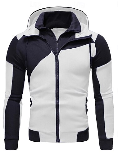  Herren Sweatjacke Kapuzenshirt mit durchgehendem Reißverschluss Hoodie Jacke Zip Hoodie Kapuzenjacke Kapuzenpullover mit Reißverschluss Schwarz Weiß Rote Blau Mit Kapuze Farbblock Reißverschluss Zip