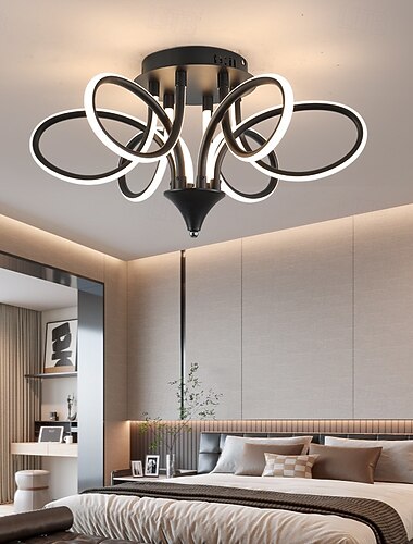  lampa sufitowa w stylu nordyckim ściemnialna, połyskująca, 6 świateł, żyrandol, kwiatowy wzór, lampa sufitowa led, lampa sufitowa 220-240 V