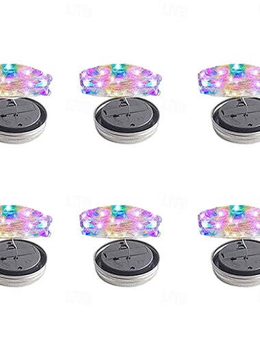  6 Stück 2 m Solar-LED-Laternenlichterkette, 20 LEDs im Glas, Gartenbeleuchtung für Weihnachten, Hochzeiten und Außendekoration, warmweiß, weiß, lila, rosa, rot, grün, blau und rot.