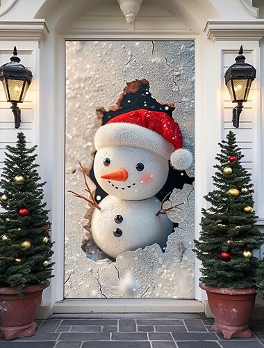  juledørdekorasjoner dørdeksler julenisse bryte vegg dør billedvev dør gardin dekorasjon bakgrunn innendørs/utendørs dør banner for inngangsdør gårdshus