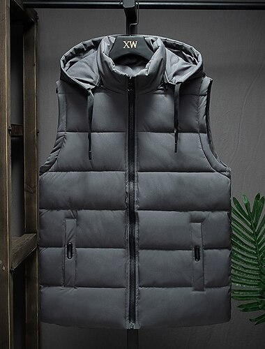  Per uomo Gilet imbottito Gilet con cappuccio Imbottito Gilet Gilet trapuntato Giornaliero Appuntamento Da mare Di tendenza Informale Autunno inverno Tasche Cappuccio staccabile Poliestere Tenere al