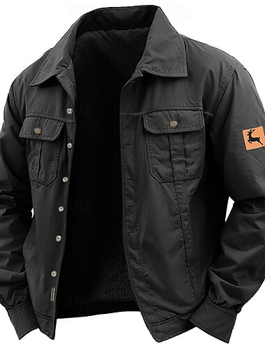  Per uomo Renna Camicie da lavoro Camicia occidentale Camicia da carico Manica lunga Informale Sportivo Per uscire Autunno Inverno Collo ripiegabile Bottone giù Nero Verde militare Cachi