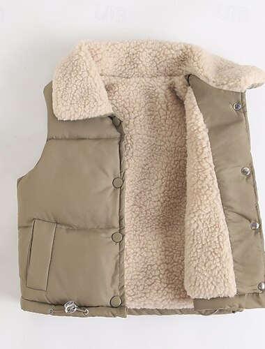 Kinder Mädchen Weste Mantel Ärmellos Schwarz Weiß Gelb Feste Farbe Tasche Herbst Winter Neutral Schulanfang 4-12 Jahre