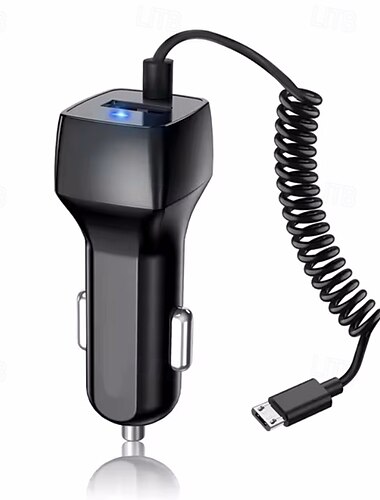  Feder-USB-Autoladegerät mit Micro-USB-Typ-C-Kabel, Schnelllade-Schnellladekabel QC3.0