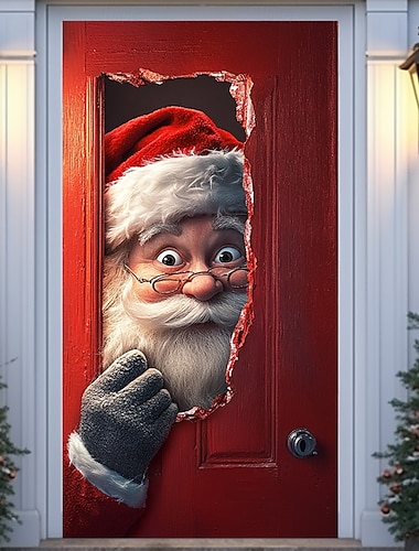  joulu ovikoristeet oven kannet joulupukki murtava ovi kuvakudos ovi verho koriste tausta sisä-/ulkoovi banneri etuoven maalaistaloon