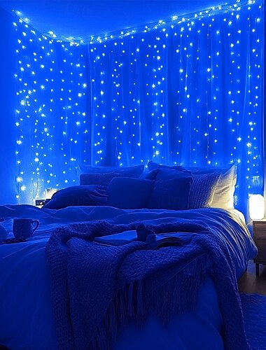  Elegante cortina de luces LED para recepción de bodas, fiestas, ventanas, cadena de luces, 3 m/6 m, 600 ledes, estrellas brillantes para el hogar&amp;Decoración de jardín con enchufe UE/EE.