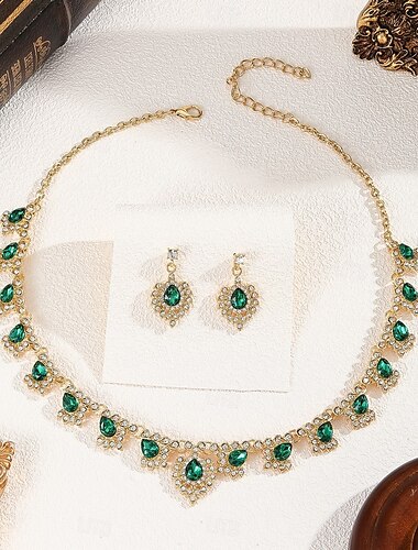  Brautschmuck-Sets 2 Zirkon Acryl Strass 1 Halskette Ohrringe Damen Elegant Vintage Luxus Niedlich Geometrisch Prinzessin Kugel Geometrische Form Schmuck-Set Für Hochzeit Party Partyabend