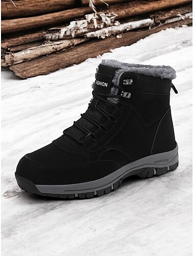  Wasserdichte Winterstiefel für Damen – rote Stiefeletten mit Schnürung, Kunstfellfutter und rutschfester Sohle, perfekt für Outdoor-Aktivitäten und kaltes Wetter