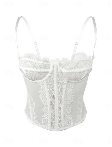  Damen Loungewear einfarbig Korsetts Karnevalsparty Valentinstag Polyester atmungsaktiv Träger ärmellos Spitze rückenfrei Sommer Frühling Home Outfits