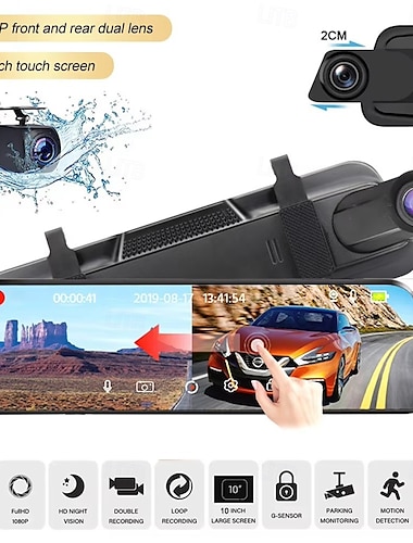  touchscreen spiegel 1080p dashcam auto dvr spiegel voor en achter dual lens camera dashcam hd 1080p achteruitkijkspiegel 1080p dashcam videocamera
