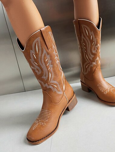  Retro Antiguo Hippie Años 70 Zapatos bota vaquera Hippie Vaquero del oeste Jacquard Mujer Carnaval Mascarada Vacaciones Fiesta / Noche Ropa Cotidiana Adulto Zapatos