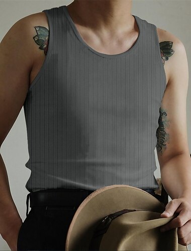  Voor heren Singlet Vest Top Onderhemd Mouwloos shirt Mouwloos Strakke ronde hals Zomer Effen Kleur Modieus Casual Comfortabel Dagelijks Strand Sportschool Wit Top T-shirt voor mannen