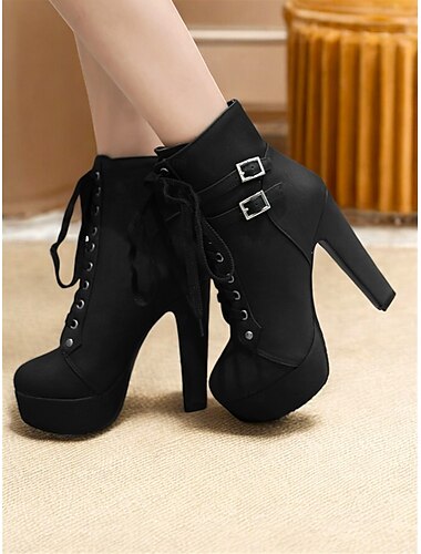  Hellbraune Damen-Stiefeletten mit Schnürung, Stilettoabsatz, Plateau und Schnallendetail – modische Stiefel mit hohem Absatz für Abend- und Partykleidung