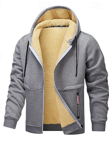  Herren Hoodie Sweatshirt Kapuze Kapuzenshirt mit durchgehendem Reißverschluss Hoodie Jacke Fleecejacke Schwarz Weiß Rote Marineblau Königsblau Mit Kapuze Glatt Sport & Natur Täglich Festtage Vintage