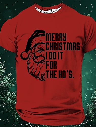  Herres Humoristisk Julegrafisk T-Skjorte "God Jul Jeg Gjør Det Ho's" Julenisse Kortermet Tee