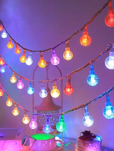 Weihnachtskristallkugel-Blasen-Feenlichterkette 5m 50 LEDs batteriebetriebene Girlandenlichter Weihnachtsbaum Neujahrsparty Hausgarten Balkon Anhänger Outdoor Camping Hochzeit Feiertagsdekoration
