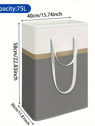  Wäschekorb mit zwei Griffen und Schultergurt für einfaches Tragen, faltbarer Metallrand, ideal zum Ordnen der Wäsche in Schlafzimmern, Badezimmern, Wohnheimen, Büros und Yogastudios
