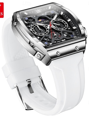  OLEVS Męski zegarek kwarcowy modny casualowy zegarek z lunarnym wyświetlaczem luminescencyjny kalendarz wodoodporny silikonowy zegarek