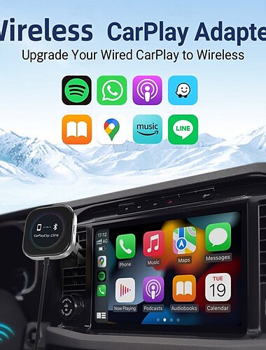  беспроводной адаптер CarPlay Ottocast с дисплеем и настраиваемым экраном, подключенный к беспроводному ключу CarPlay, автоматический адаптер CarPlay Plug & Play