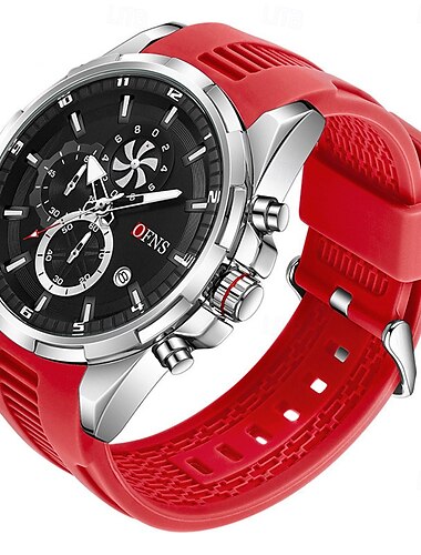  ofns męski zegarek kwarcowy outdoorowy modny zegarek na rękę świecący kalendarz chronograf wodoodporny silikonowy zegarek żelowy