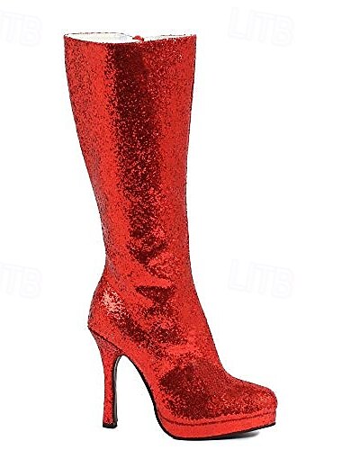  Metallisch Glitzern 1980er Schuhe Kniehohe Stiefel Stöckelschuh Pailletten Damen Karnevalskostüm Karneval Party Club Pride Parade Erwachsene Schuhe