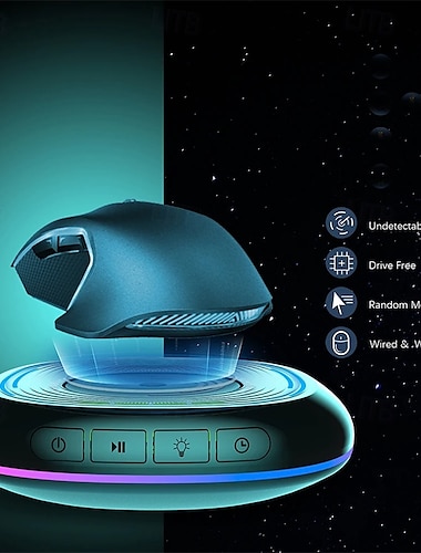  Souris jiggler automatique pour ordinateur, déplacement de souris indétectable avec minuterie, interrupteur marche/arrêt, lumières RVB, sans pilote, maintient l'ordinateur éveillé