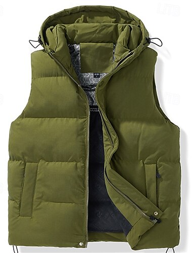  Herren Puffer Weste Kapuzenweste Weste Steppweste Täglich Verabredung Urlaub Modisch Brautkleider schlicht Herbst Winter Tasche Polyester warm halten Komfortabel Feste Farbe Reisverschluss Mit Kapuze