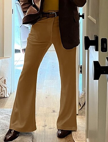  Herren Anzughosen Ausgestellte Hosen Glockenboden Hose Hosen Tasche Glatt Komfort Atmungsaktiv In voller Länge Outdoor Täglich Ausgehen Elegant Modisch Weiß Dunkelgray elastisch