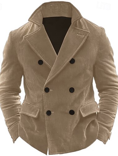  Herren Cordjacke Blazer aus Cord Geschäft Cocktailparty Hochzeitsfeier Modisch Brautkleider schlicht Herbst Winter Polyester Kord Glatt Taste Tasche Komfortabel Doppelreihiger Verschluss Blazer Blau