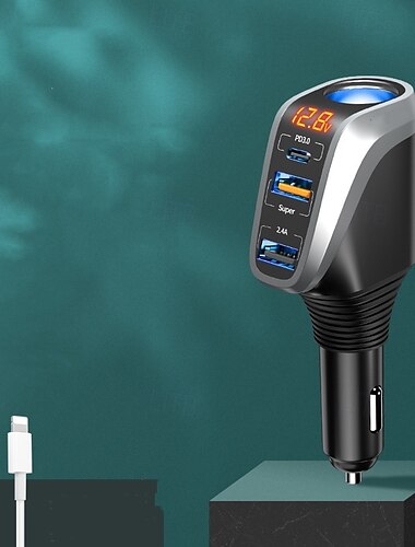  66w gyorstöltő autós szivargyújtó töltő qc3.0/pd port telefon töltő aljzat dc 12v/24v univerzális usb típusú hálózati adapter