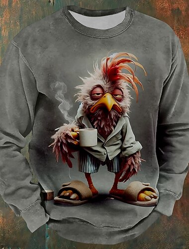  Férfi Kakas Pulóverek Pulóver Hosszú ujj Pulóver Terített nyak Divat Menő Napi 3D nyomtatás Utcai öltözék Szabadtéri sport Szabadság Crewneck Tél Tavasz & Ősz
