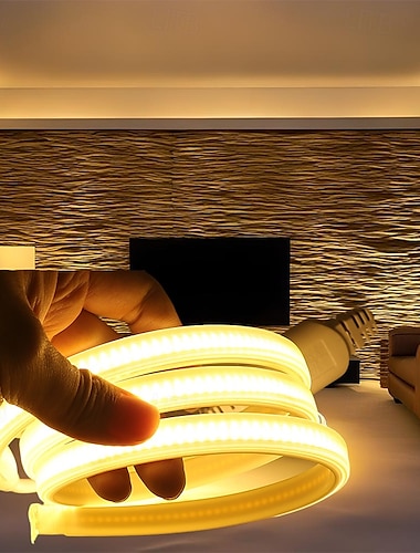  Tira de luces LED COB de 288 LED/m, tira de luces de alto brillo RA 90, cinta LED flexible de 3000 K/4000 K/6000 K para dormitorio, cocina, decoración del hogar, enchufe europeo de 220 V