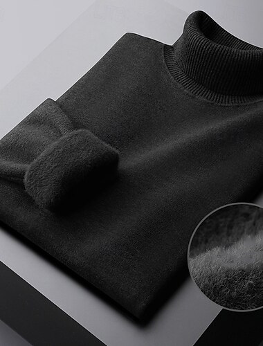  Homme Pull Pull en tricot A côtes Grosse maille Tricoter Normal Tricoté Plein Col Roulé Mode Décontractées Usage quotidien Rendez-vous Vêtement Tenue Automne hiver Chameau Noir M L XL