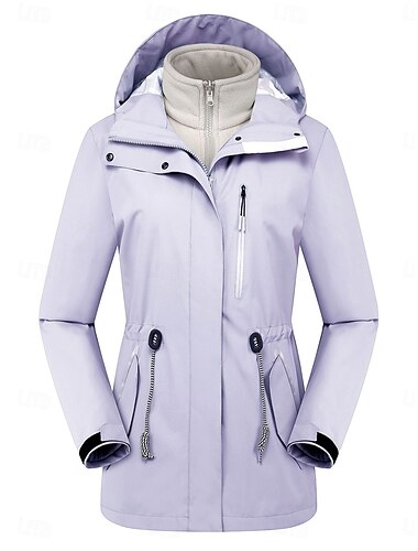  Damen Winterjacke Outdoor Strasse Freizeitskleidung Herbst Winter Standard Mantel Regular Fit warm Atmungsaktiv Stilvoll Brautkleider schlicht Jacken Langarm Glatt Mit Taschen Full Zip Rosa Purpur