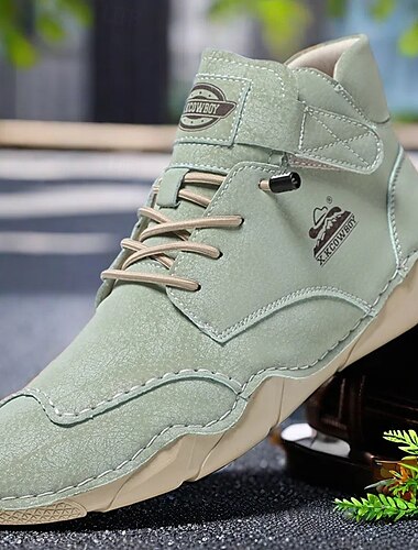 Botines casuales de color verde menta para hombre: diseño liviano con cordones y suela cómoda para uso diario y al aire libre