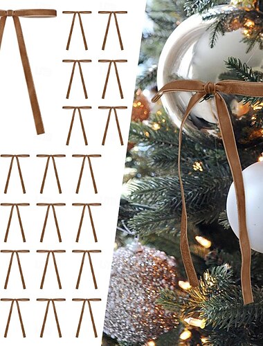  24 stk fløyelssløyfer til juletre,julekranssløyfer, julefløyelssløyfer rustikke håndverk gavesløyfer vintage fløyelsbåndsløyfer til jul hjemmeinnredning bryllup utendørs innendørs