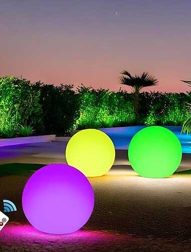  LED-Schwimmlicht für Pools, 40 cm, wasserdicht, leuchtender aufblasbarer Ball für die Dekoration von Außenpools und Poolsport