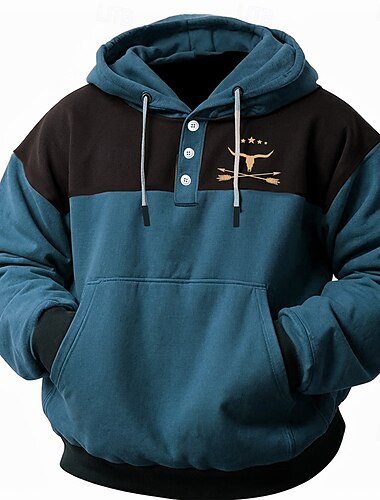  Męskie Krowa Arrow Bluzy Bluza z Kapturem Długi rękaw Podkoszulek Kaptur Kowboj Codzienny Druk 3D Sporty na świeżym powietrzu Streetwear Kieszeń Druk 3D Jesień Zima