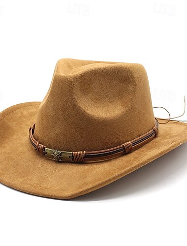  Herren Kentucky Derby Hut Sonnenhut Cowboyhut Fedora-Trilby-Hut Schwarz Rote Polyester Vintage-Stil Mode 18. Jahrhundert Bundesstaat Texas Täglich Themenparty Einfarbig Sonnenschutz Cosplay