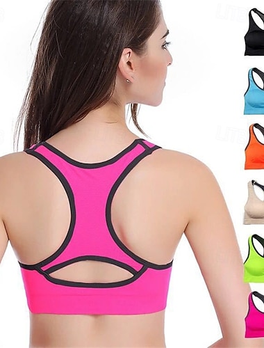  Mujer Sujeción Ligera Sujetadores de Deporte Sujetador para correr Espalda Abierta Sujetador superior Acolchado Aptitud física Deportes recreativos Corriendo Transpirable Ligero Suave Negro Azul