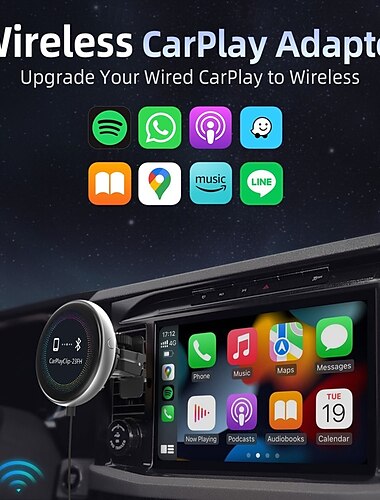  беспроводной адаптер CarPlay Ottocast с дисплеем и настраиваемым экраном, подключенный к беспроводному ключу CarPlay, автоматический адаптер CarPlay Plug & Play