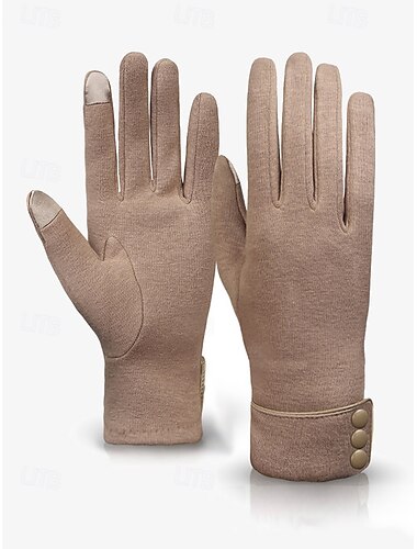  Schwarze Touchscreen-Winterhandschuhe für Damen mit Knopfmanschette – warme und stylische SMS-Handschuhe für kaltes Wetter