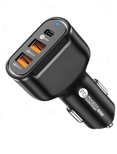  USB-C-Autoladegerät PD-Autoladegerät-Adapter 3 Anschlüsse Mini-USB-Autoladegerät 30 W Schnelllade-Autoadapter