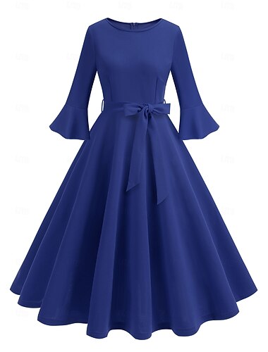  Retro vintage Jaren '50 Hepburn Jurken A-lijn Ronde hals Kostuum Dames Carnaval Nieuwjaar Maskerade Casual / Dagelijks Vrijgezellenfeest Volwassenen Kleding