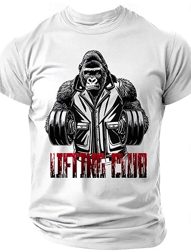  Herre T-skjorte med Gorilla Hever Klubb Grafikk - Korte Ermer Vektløfting Fitness Tee